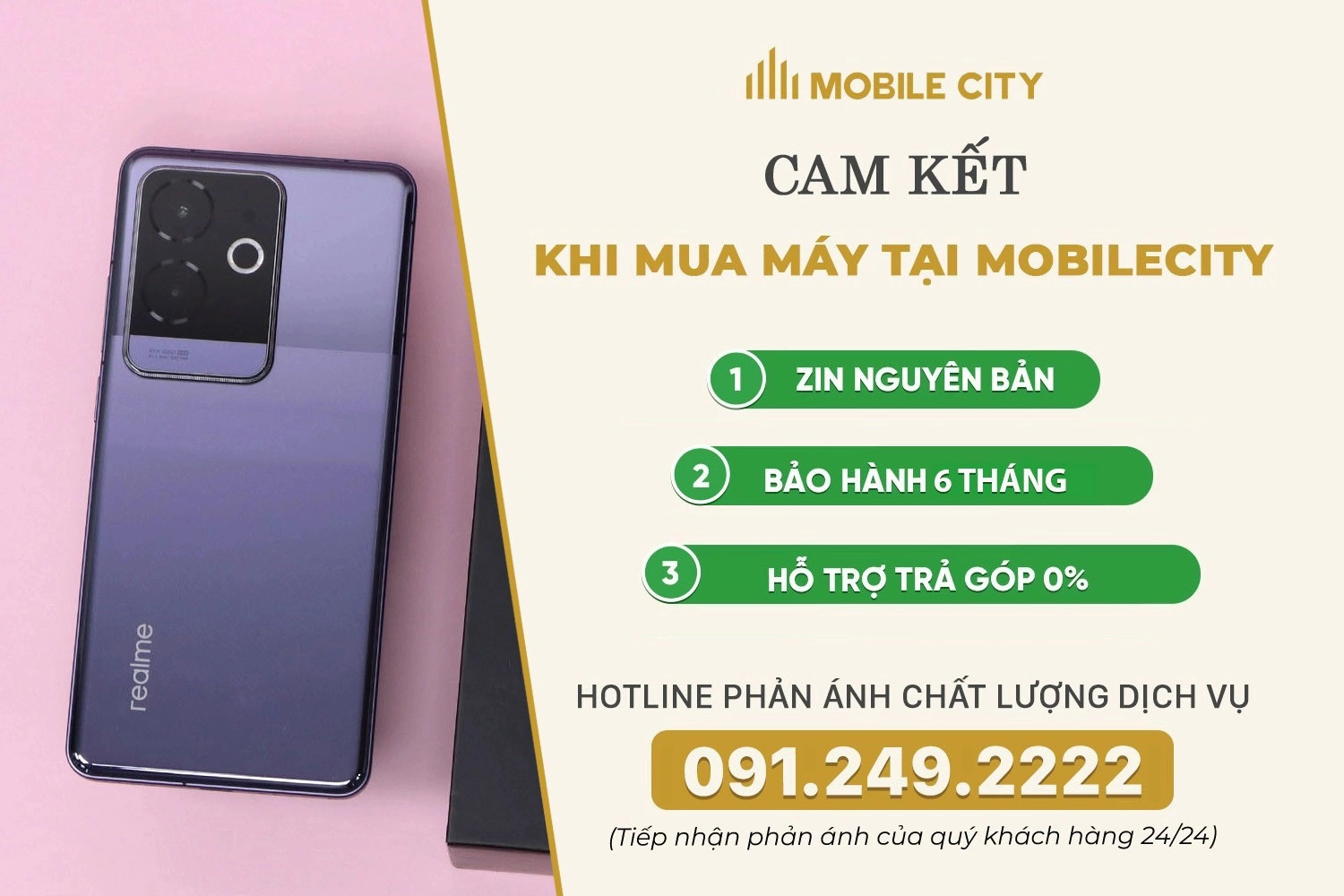 Cam kết khi mua Realme GT6 cũ tại MobileCity