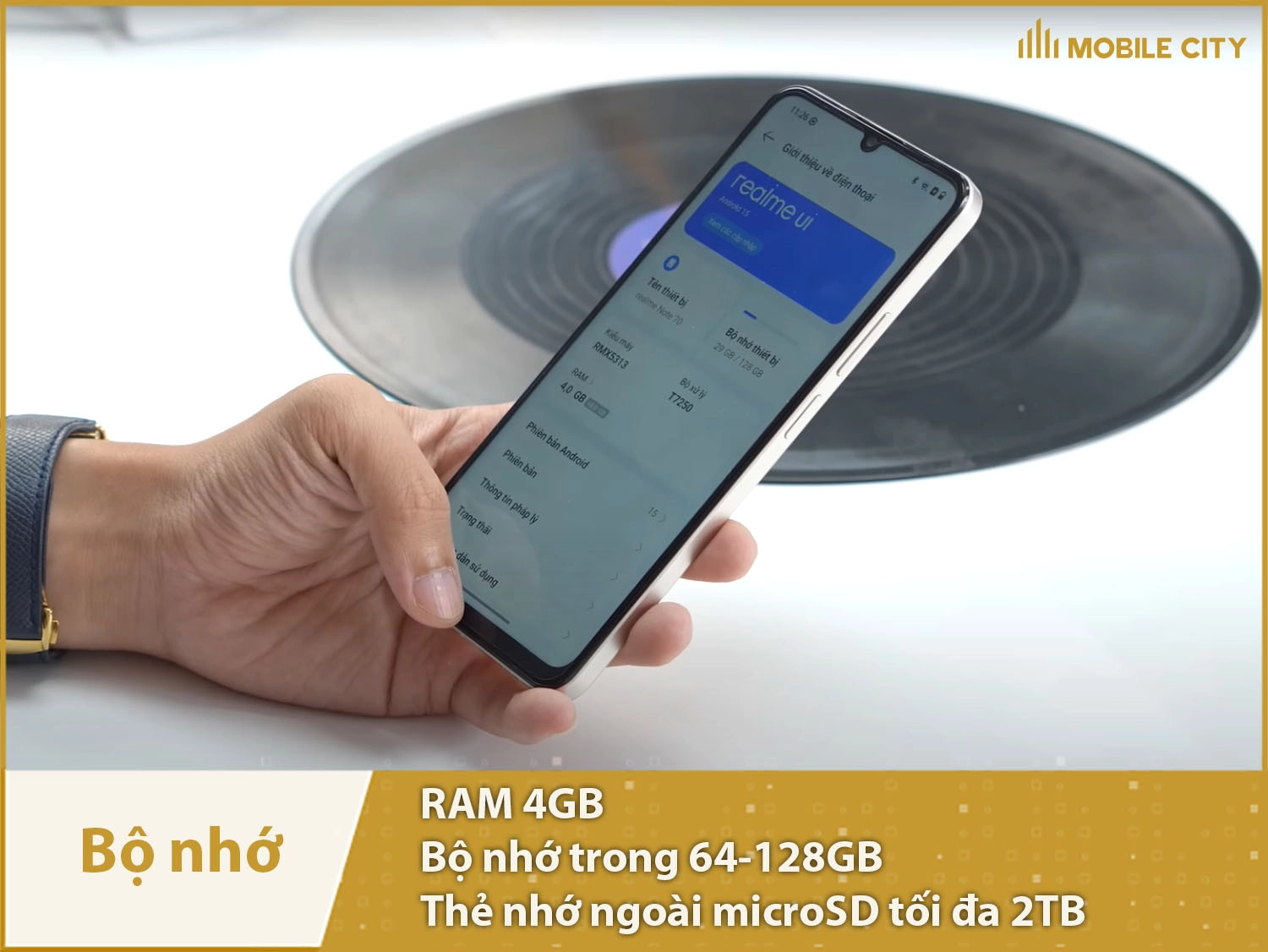 Realme Note 70 có RAM 4GB & Bộ nhớ trong 64-128GB + thẻ nhớ 2TB