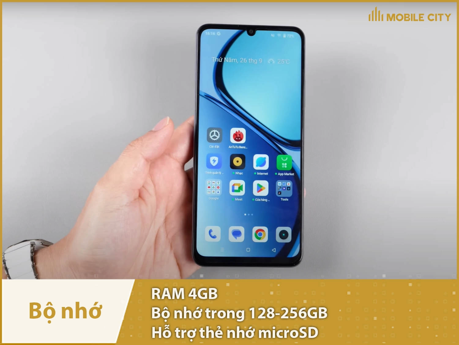 Realme Note 70T có RAM 4GB & bộ nhớ trong 128-256GB
