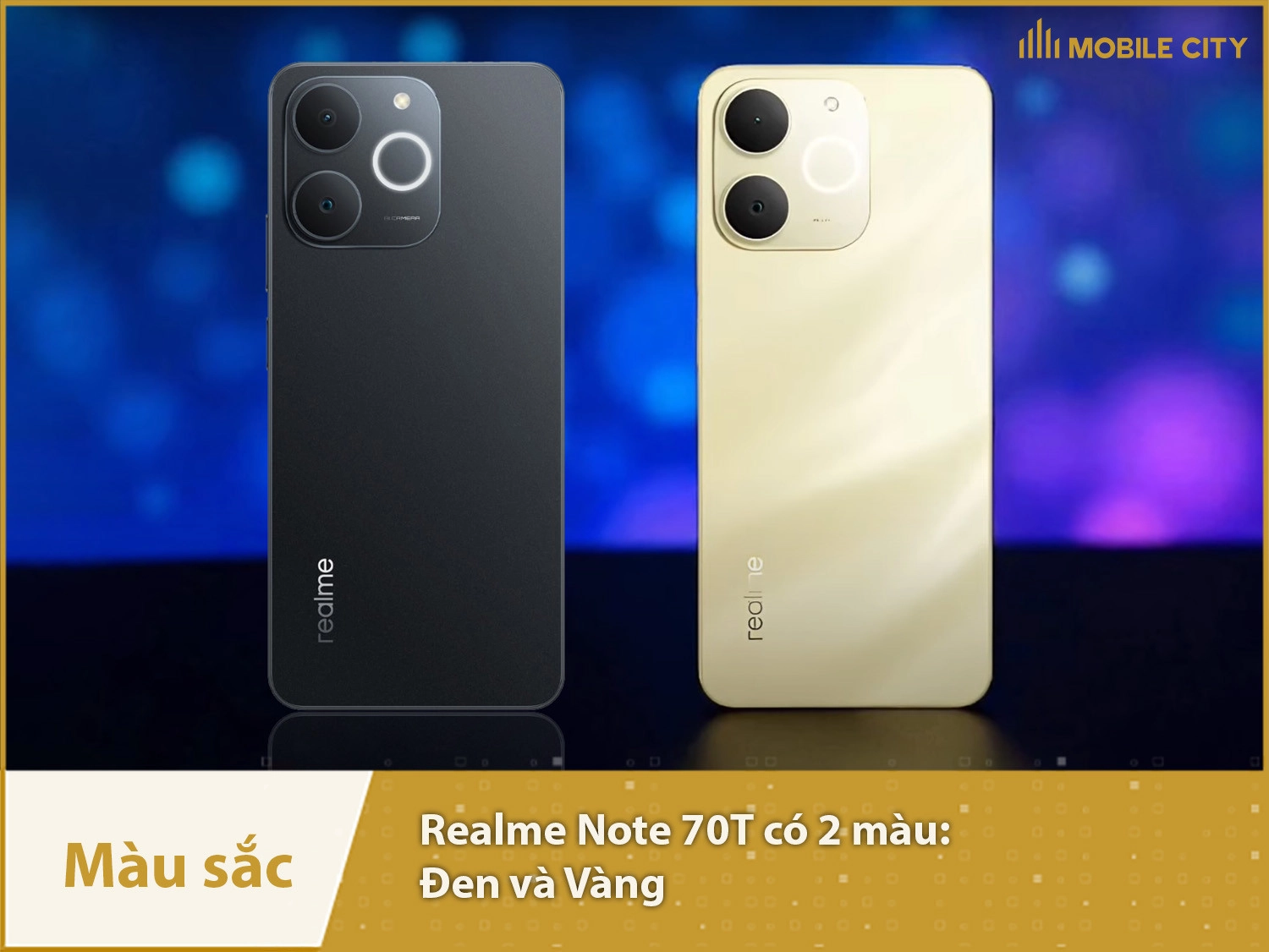 Realme Note 70T có hai màu Vàng và Đen