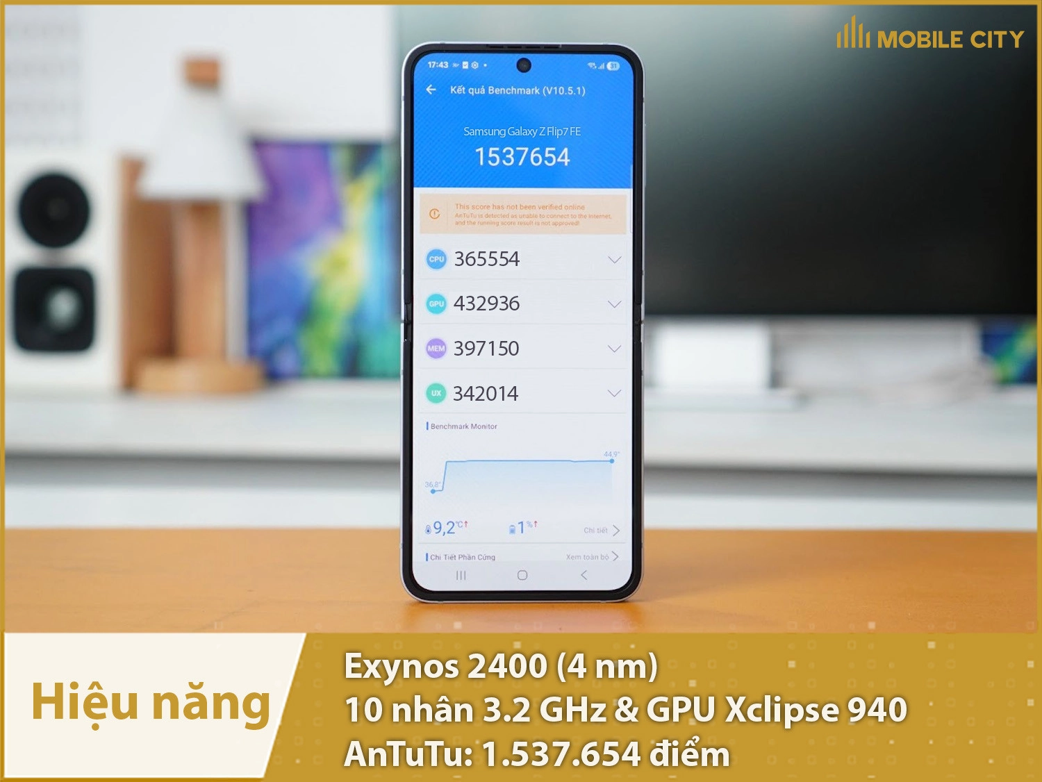 Hiệu năng mạnh mẽ với 1.537.654 điểm AnTuTu