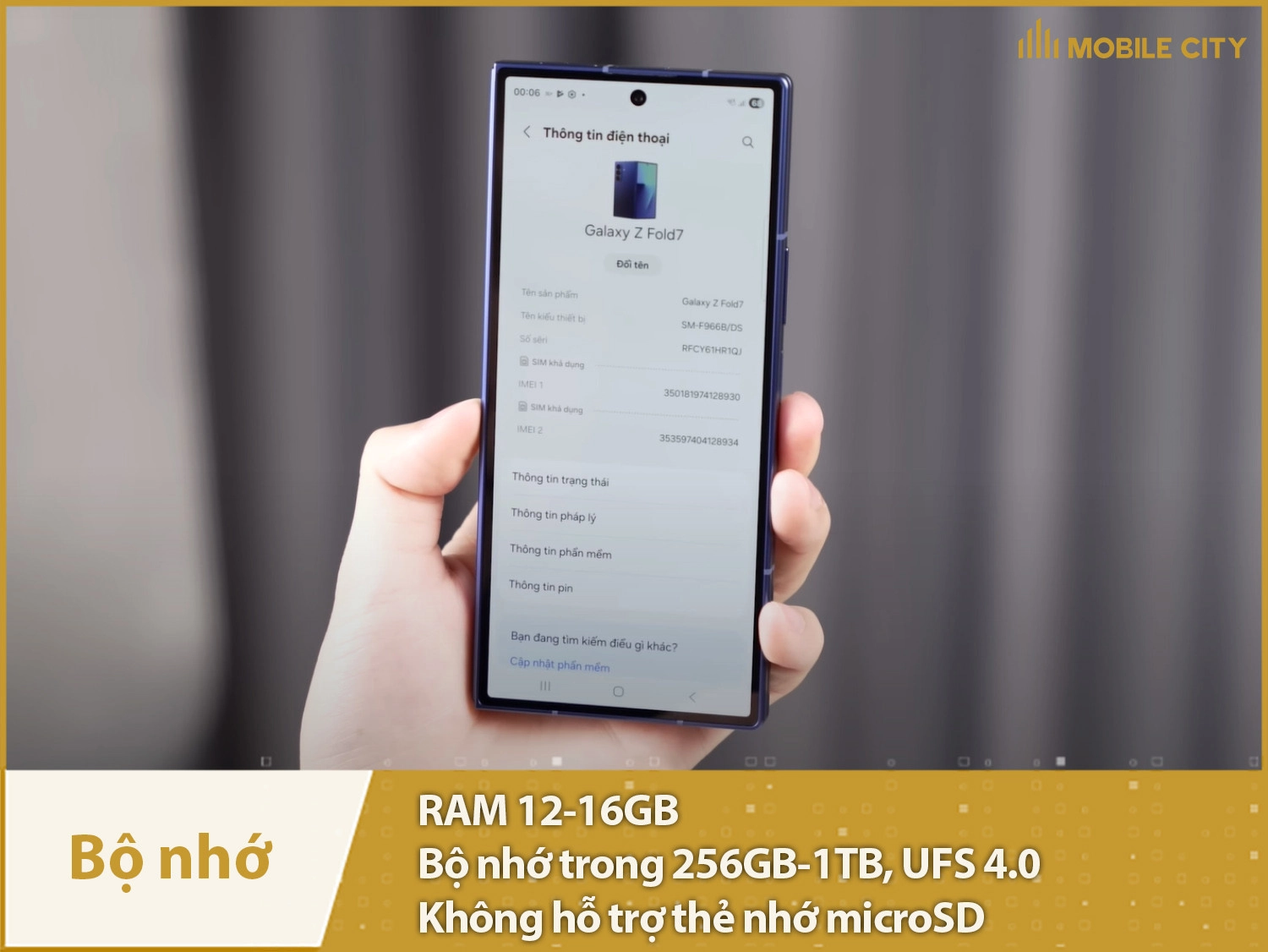 Samsung Z Fold 7 có RAM 12-16Gb & Bộ nhớ trong 256GB-1TB