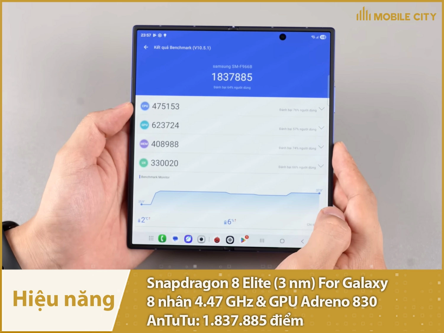 Hiệu năng cực kỳ mạnh mẽ với 1.837.885 điểm AnTuTu