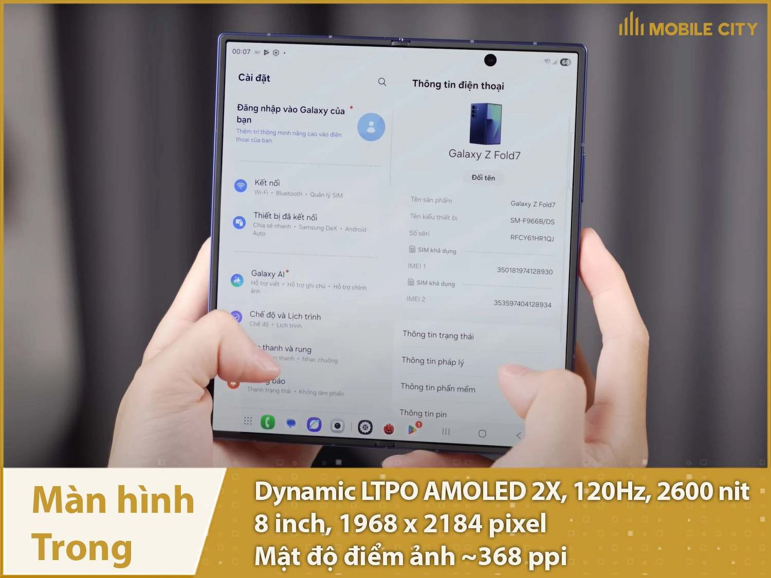 Màn hình chính rộng, hiển thị đẹp