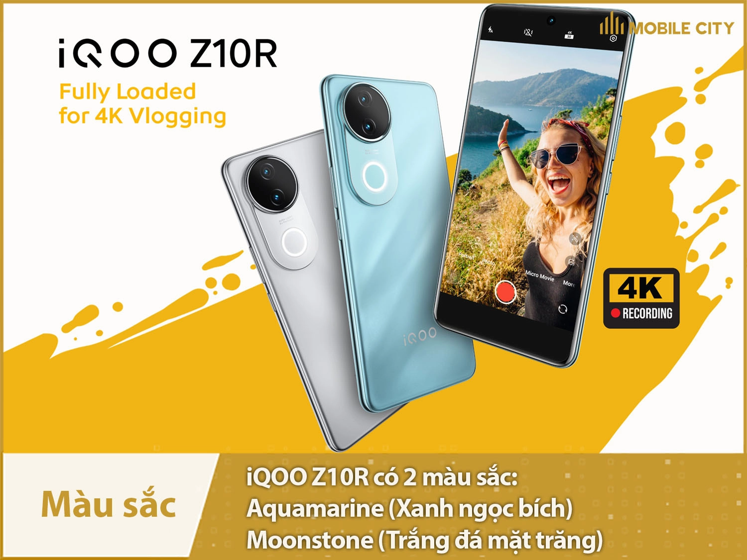 iQOO Z10R cung cấp 2 màu Trắng và Xanh