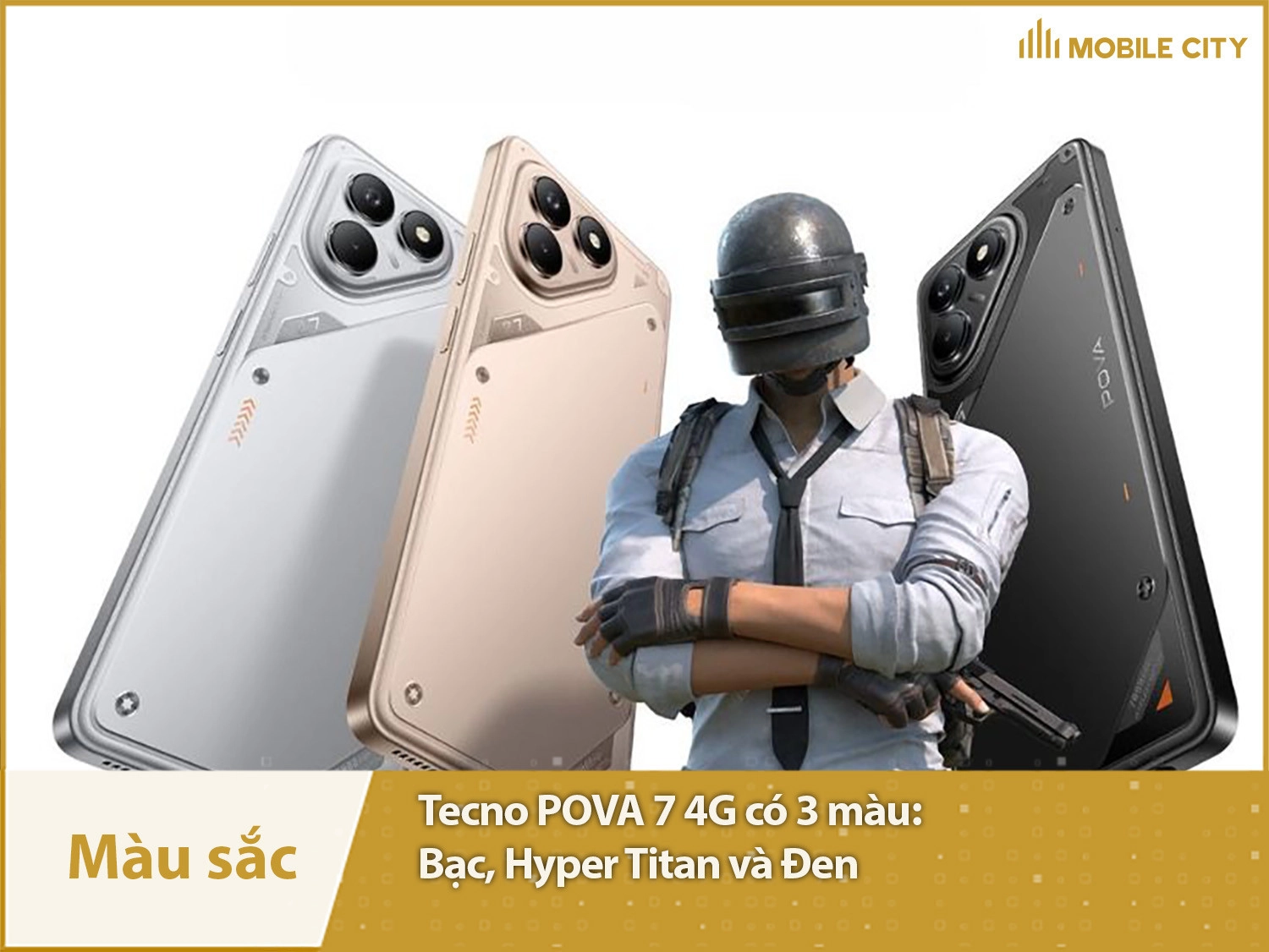 Tecno POVA 7 có 3 màu lựa chọn