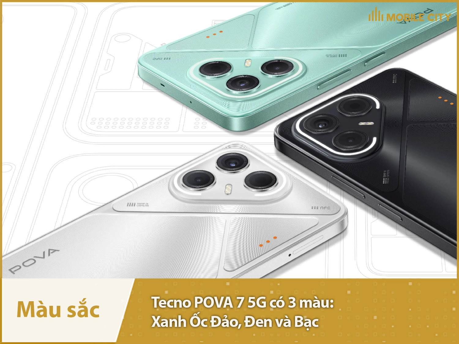 Tecno POVA 7 5G có 3 màu sắc