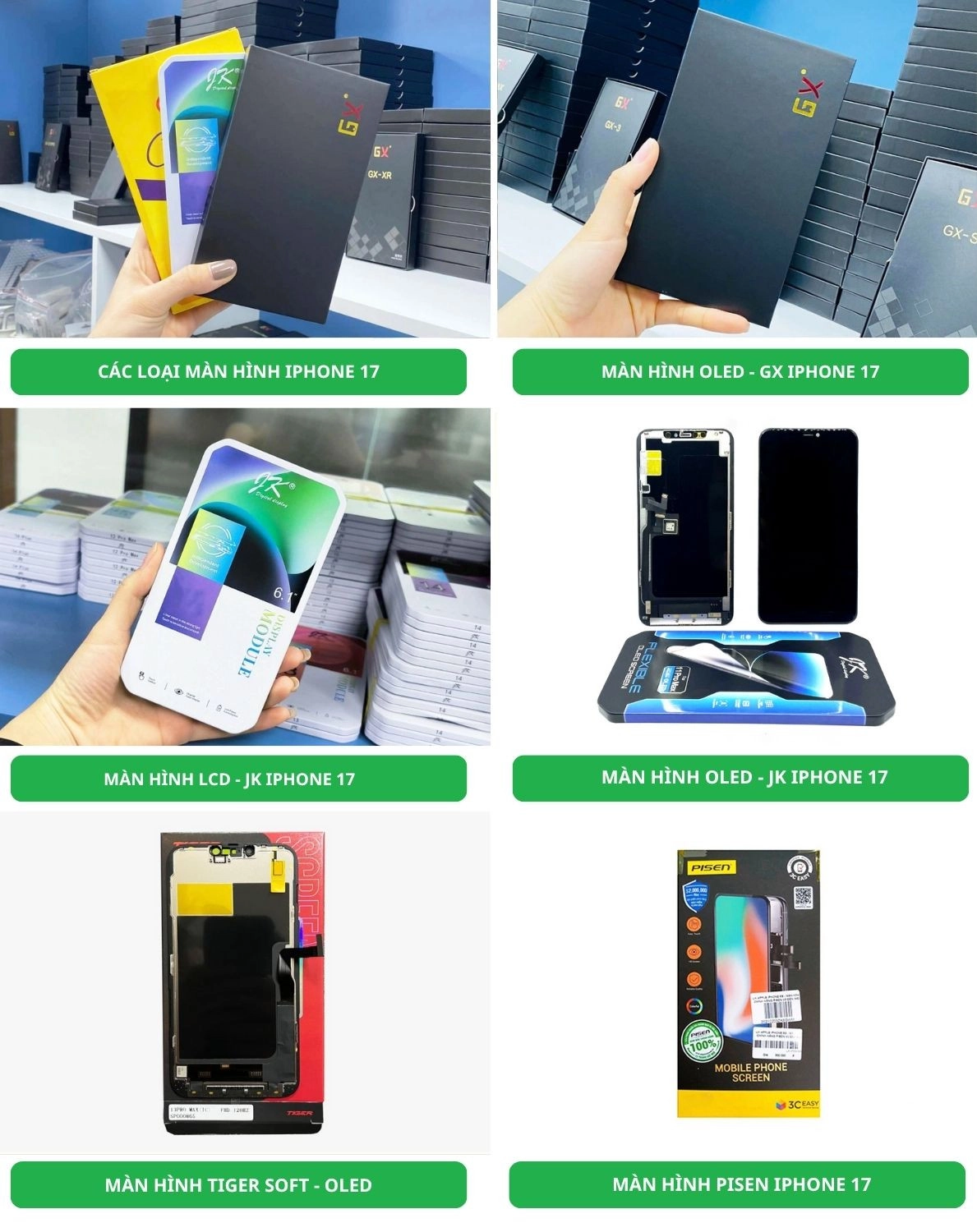 Thay màn hình iPhone 17, các loại màn hình