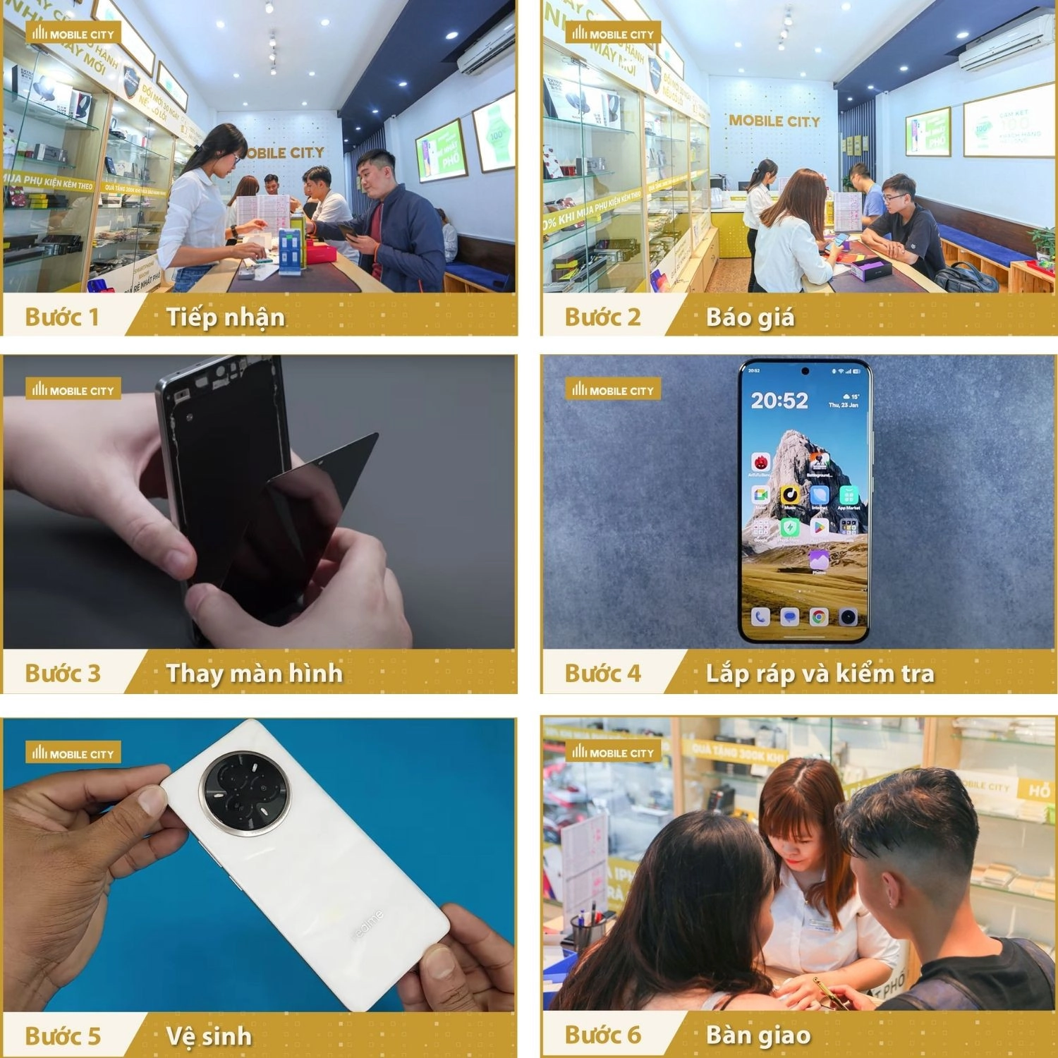 Thay màn hình Realme 14 Pro Plus, Quy trình thay màn hình Realme 14 Pro Plus