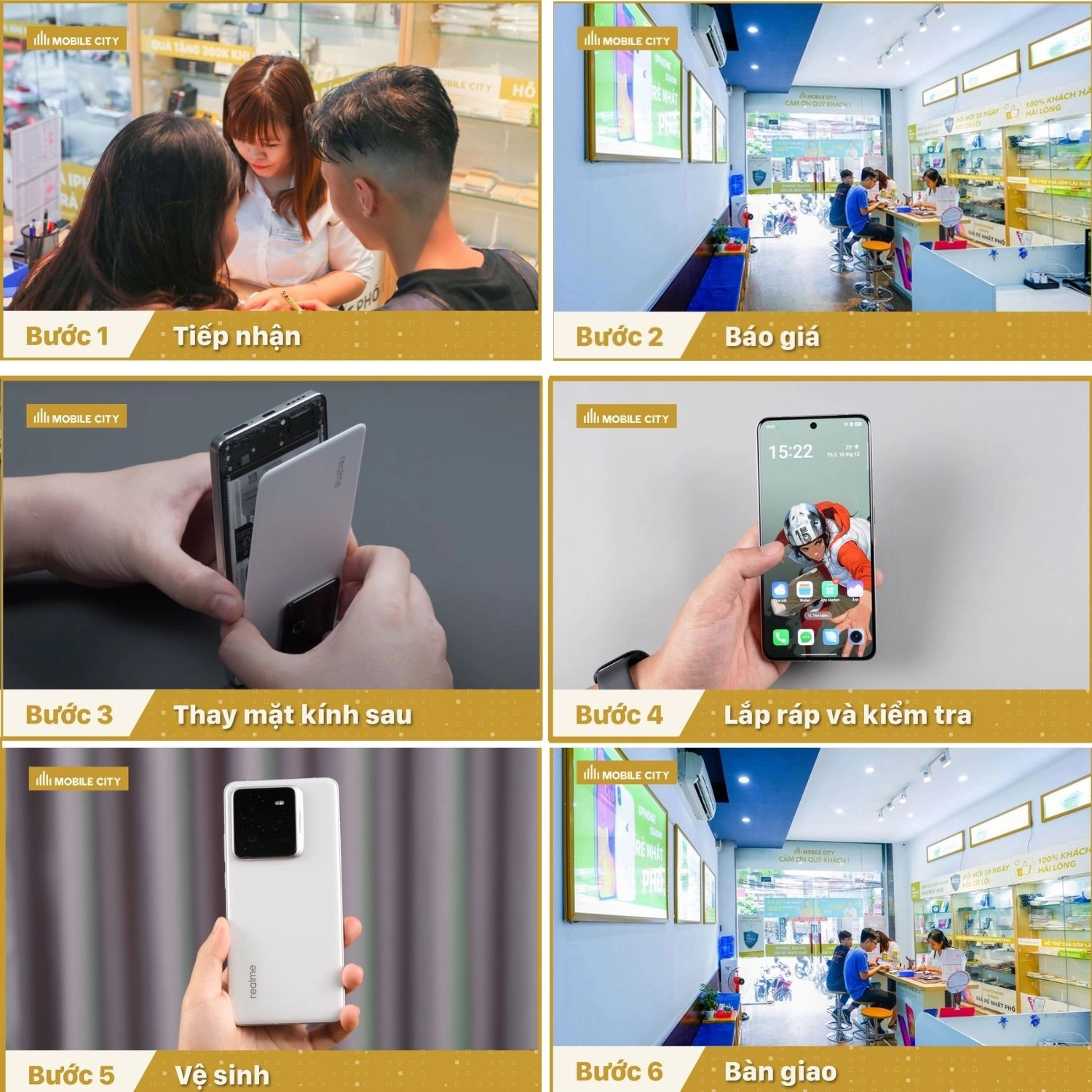 Thay mặt kính sau Realme GT7 Pro, quy trình