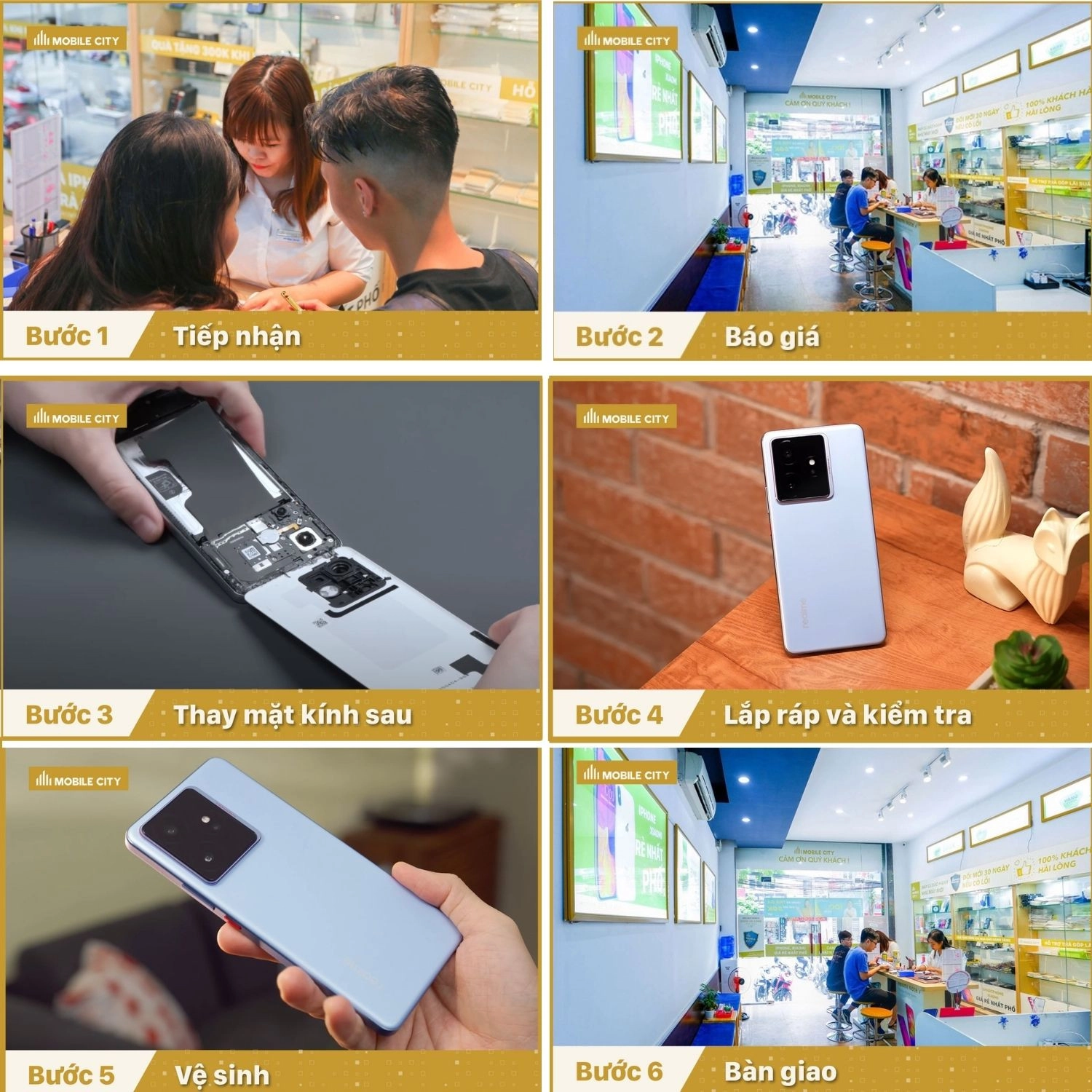 Thay mặt kính sau Realme GT7, quy trình