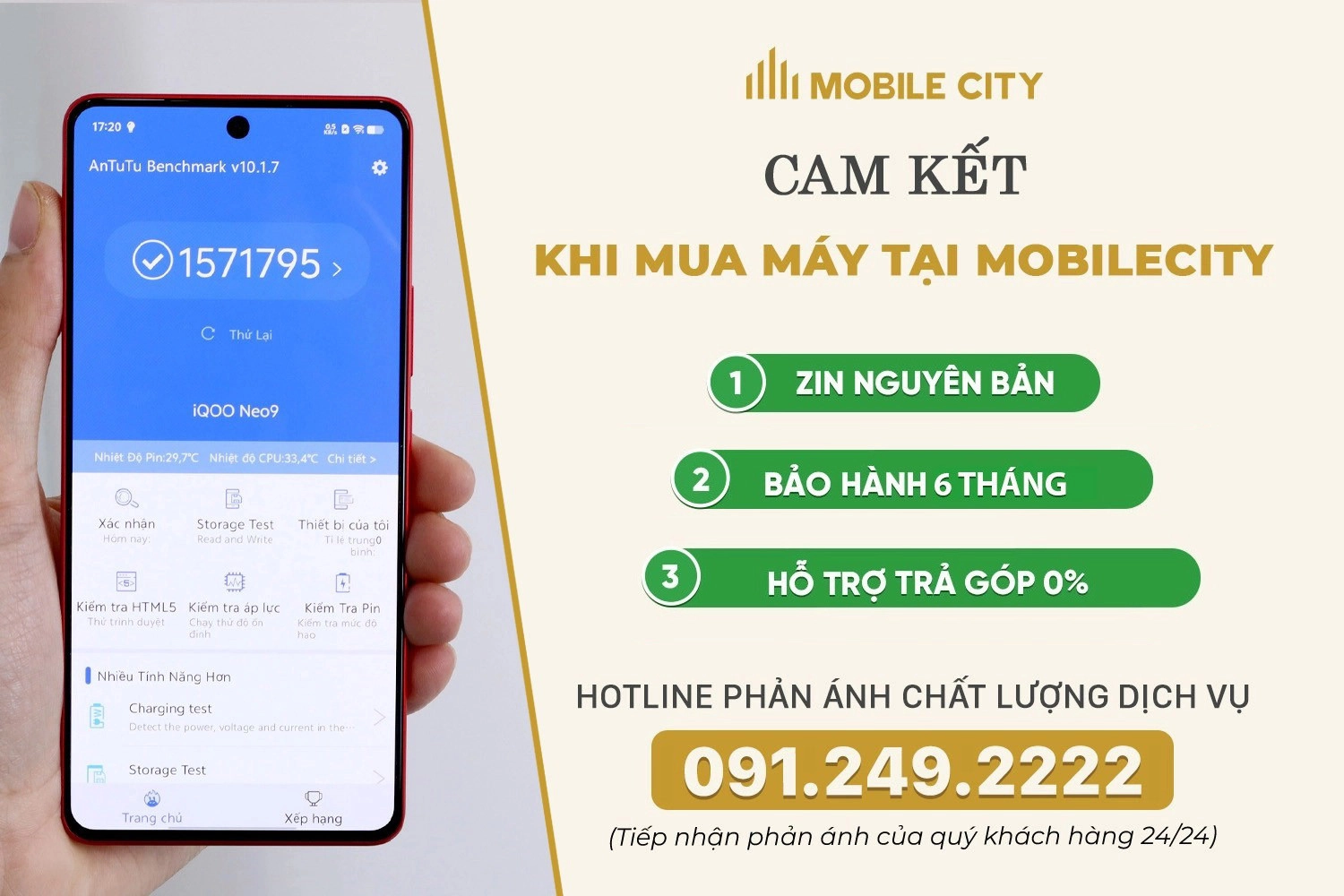 Cam kết khi mua iQOO Neo 9 cũ tại MobileCity