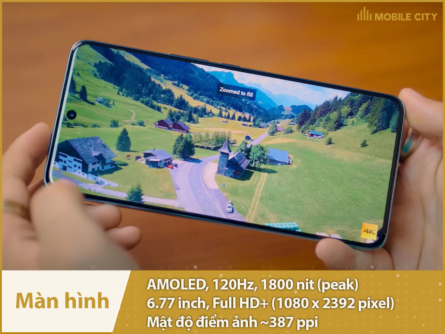 Màn hình AMOLED 120Hz, độ sáng 1800nit