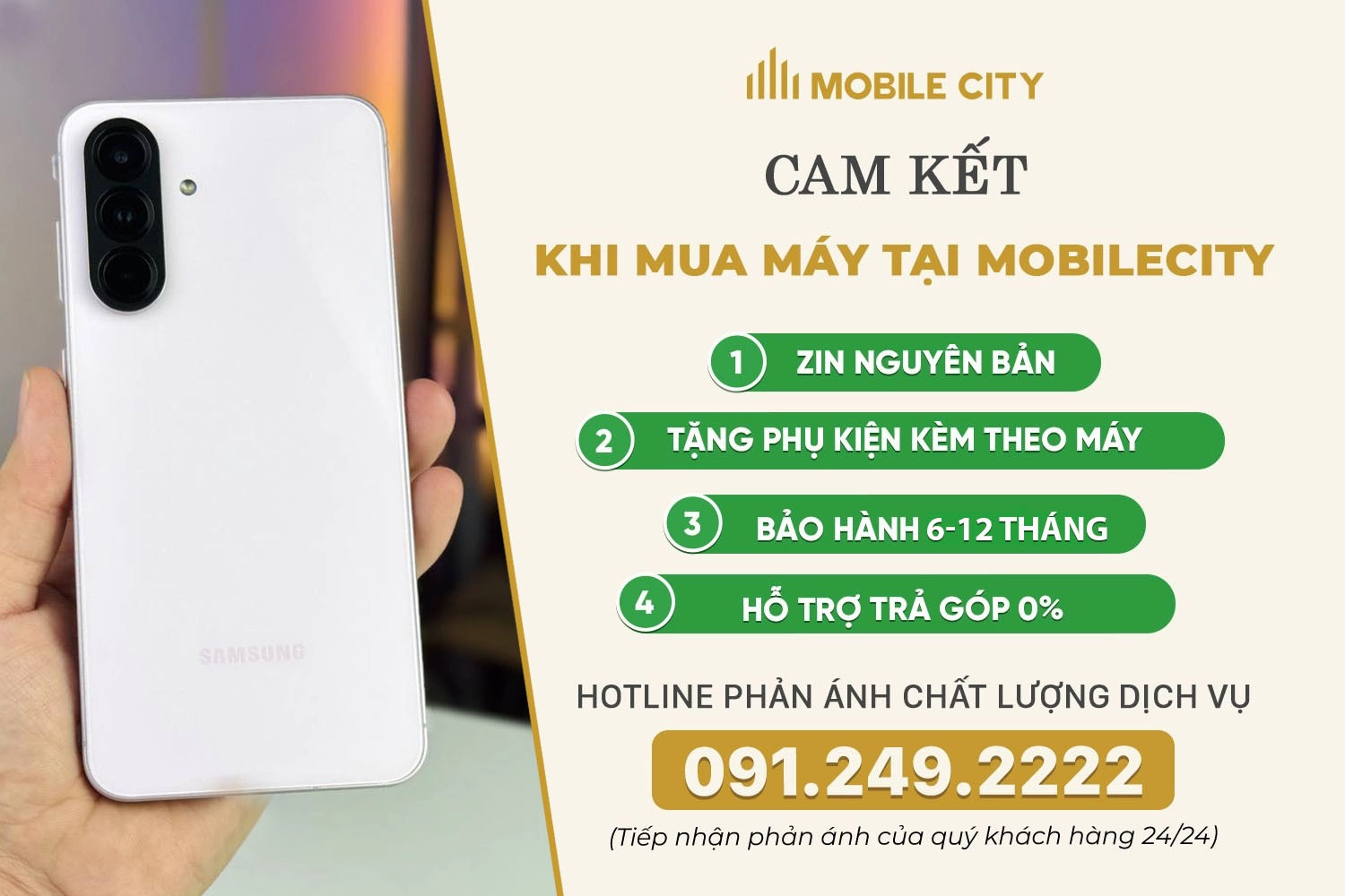 Cam kết khi mua Samsung A56 cũ tại MobileCity