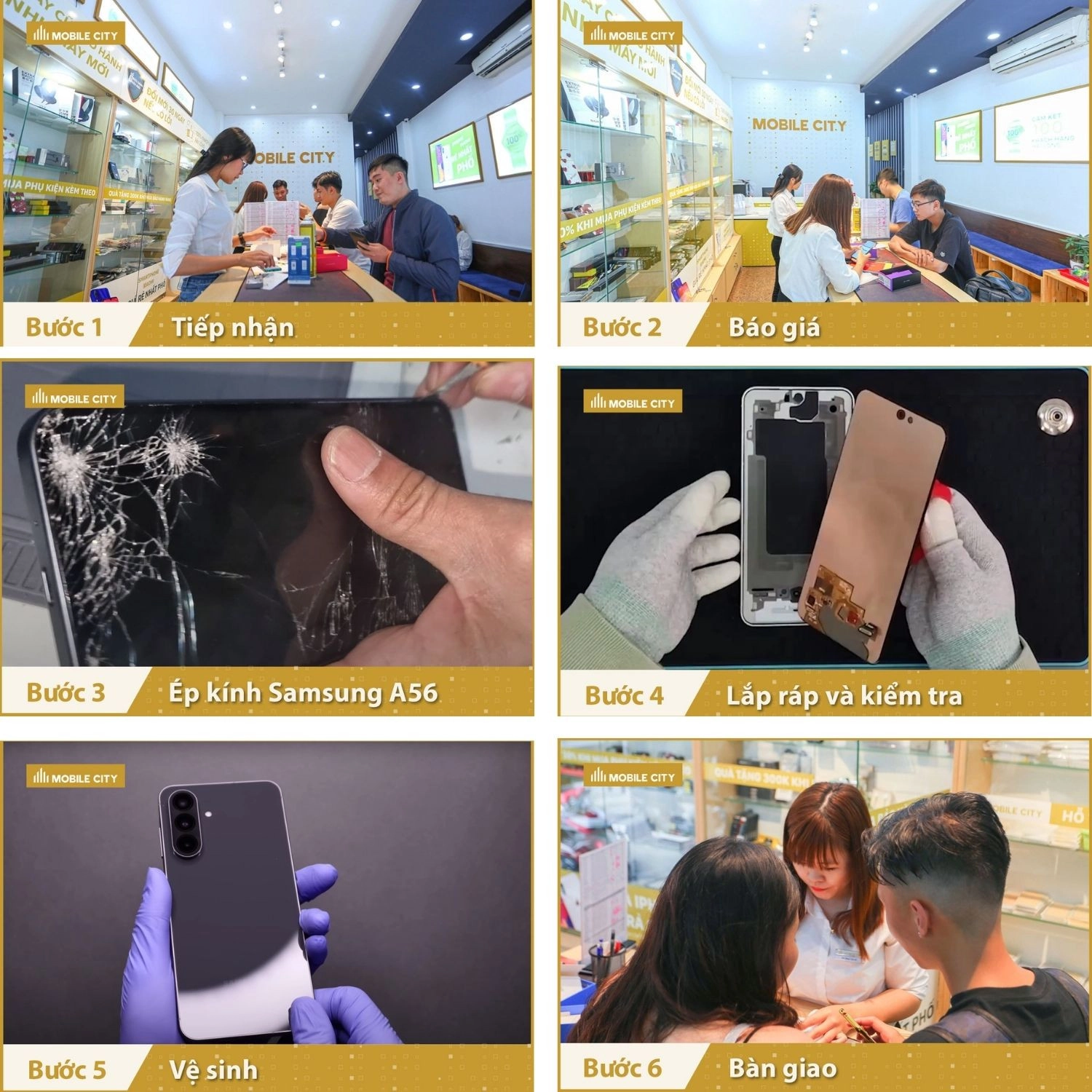 Ép kính Samsung Galaxy A56, Quy trình ép kính Samsung Galaxy A56 chuẩn xác nhất