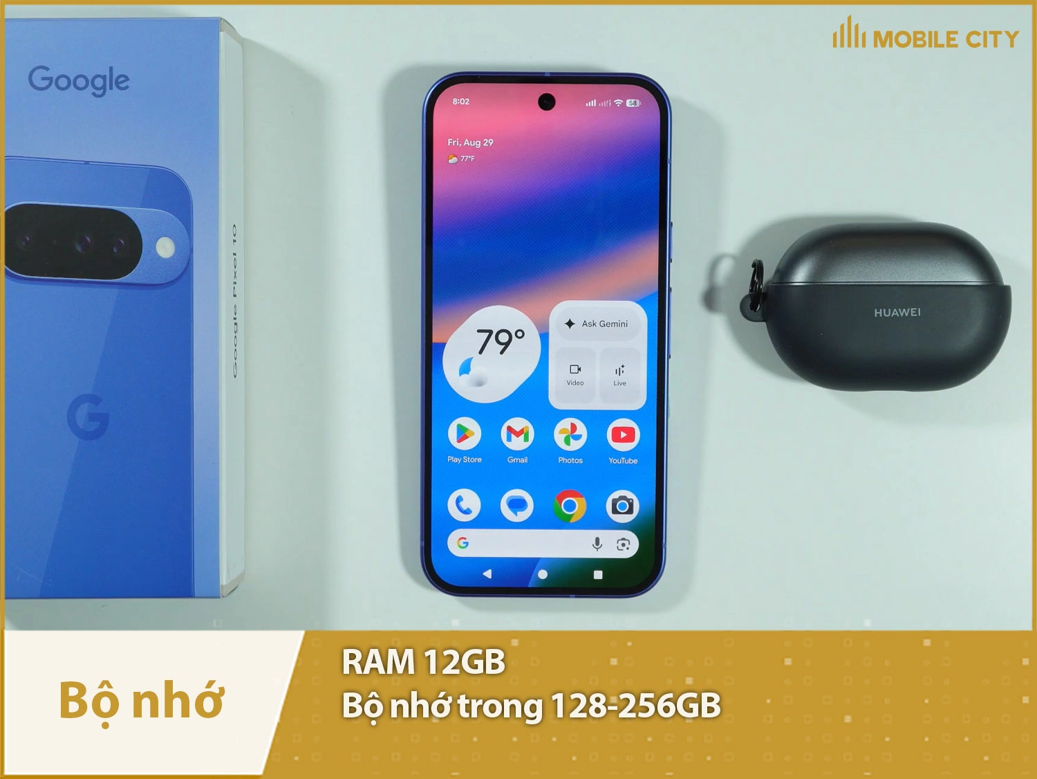Google Pixel 10 có RAM 12GB & Bộ nhớ trong 128-256GB