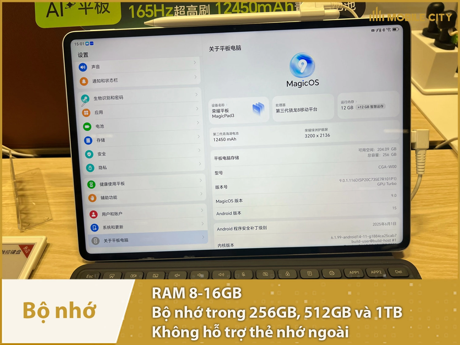 Honor MagicPad 3 có RAM 8-16GB & Bộ nhớ trong 256GB-1TB