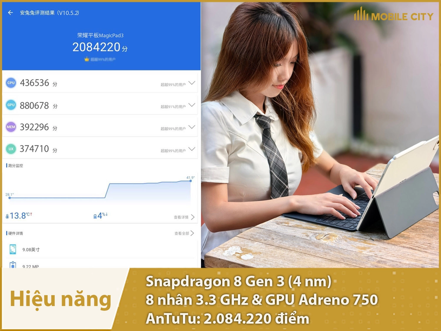 Hiệu năng cực kỳ mạnh mẽ với 2.084.220 điểm AnTuTu