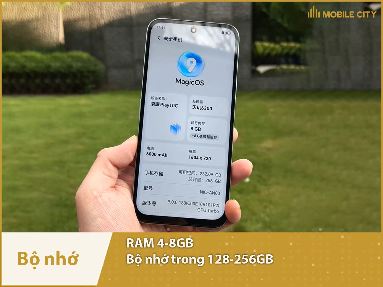 Honor Play 10C có RAM 4-8GB & Bộ nhớ trong 128-256GB