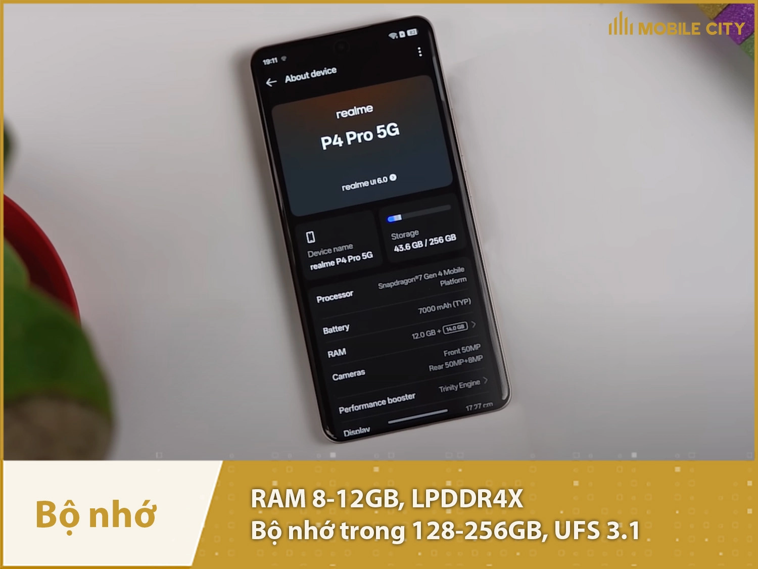 Realme P4 Pro có RAM 8-12GB & Bộ nhớ trong 128-512GB