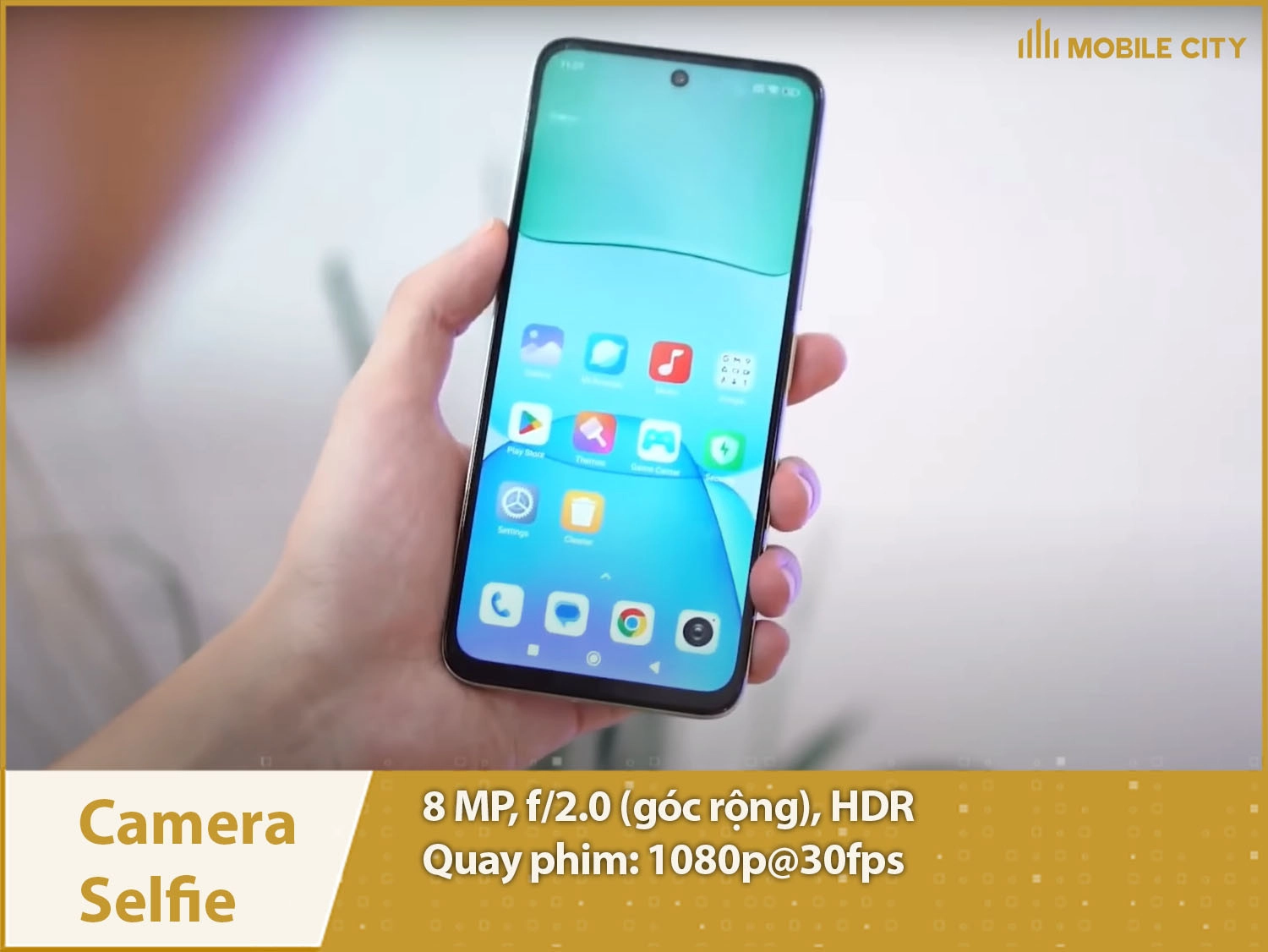 Camera selfie 8MP & Quay phim 1080P