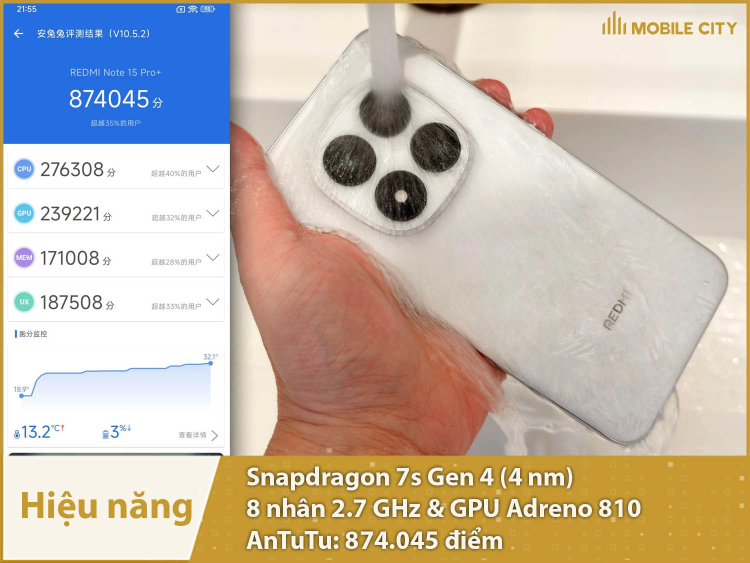 Hiệu năng mạnh mẽ với 874.045 điểm AnTuTu