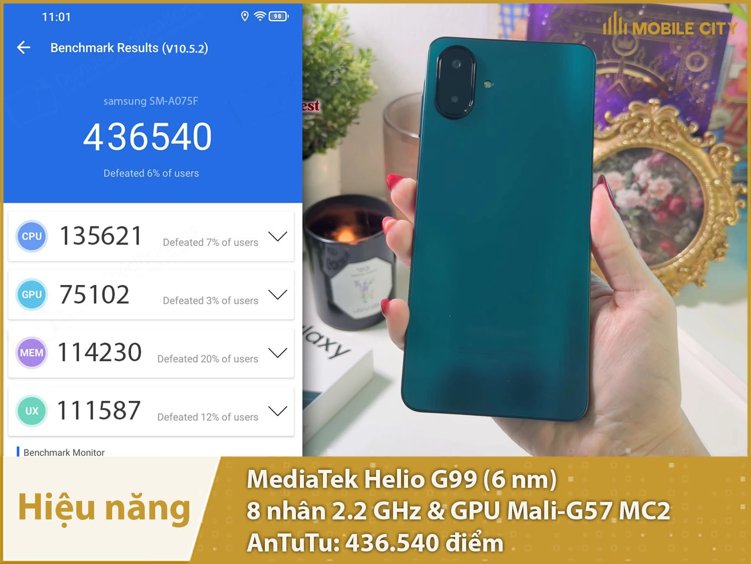 Hiệu năng mượt mà với 436.540 điểm AnTuTu