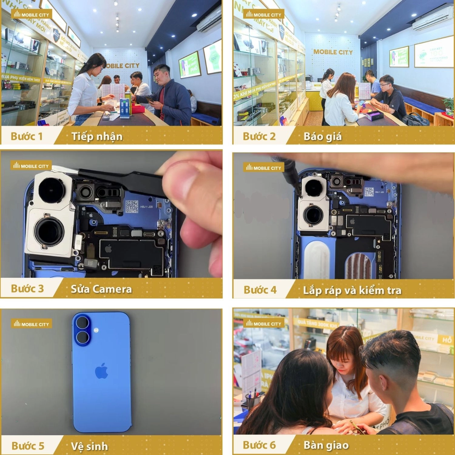 Sửa Camera đốm, rung iPhone 17, Quy trình sửa Camera đốm, rung iPhone 17
