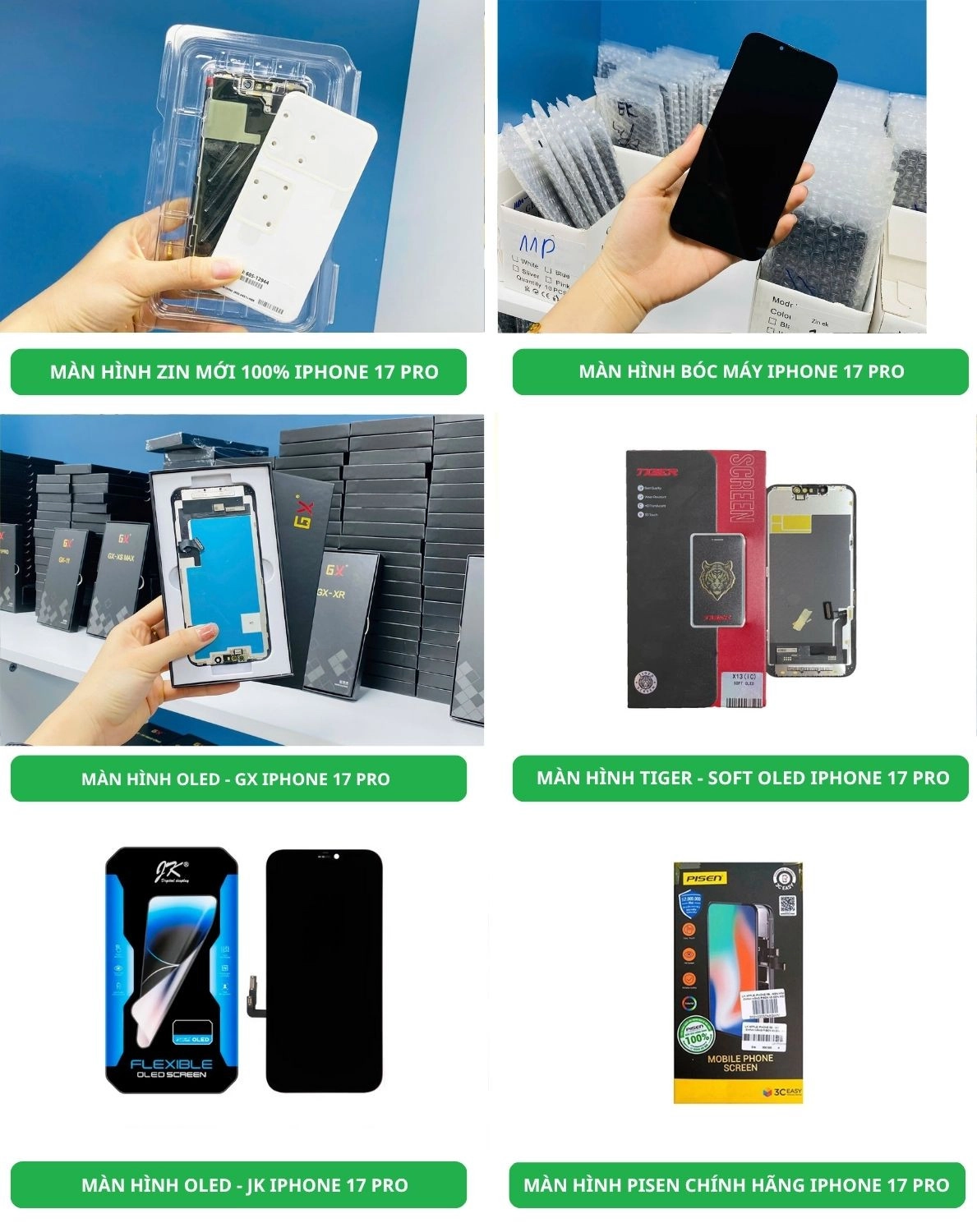Thay màn hình iPhone 17 Pro, các loại màn hình