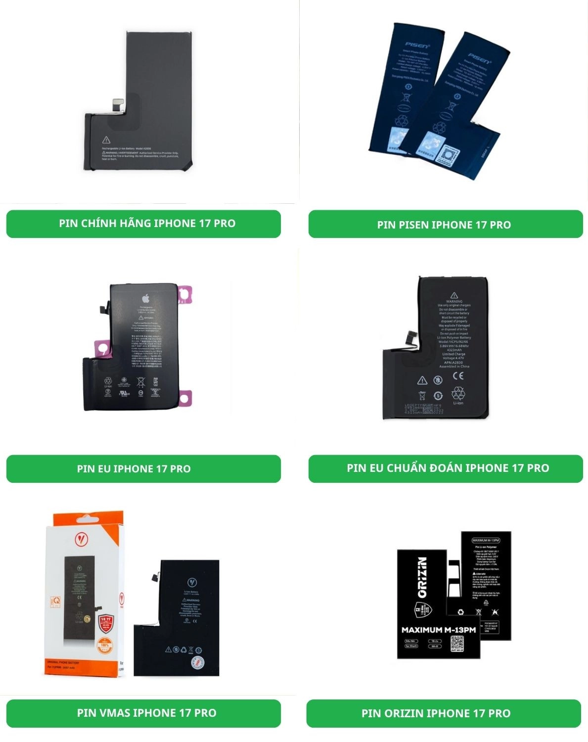Thay Pin iPhone 17 Pro, các loại Pin