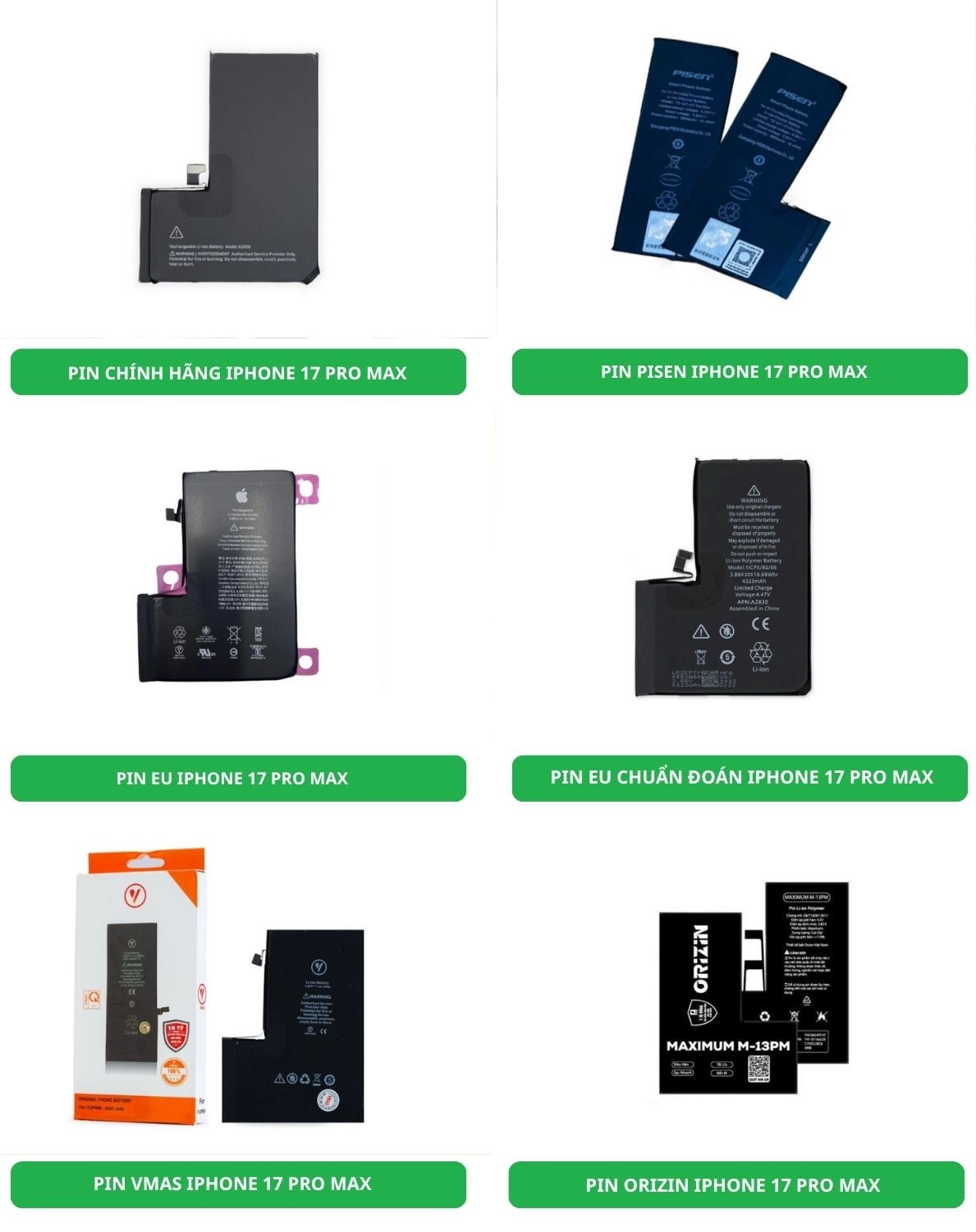 Thay Pin iPhone 17 Pro Max, các loại Pin