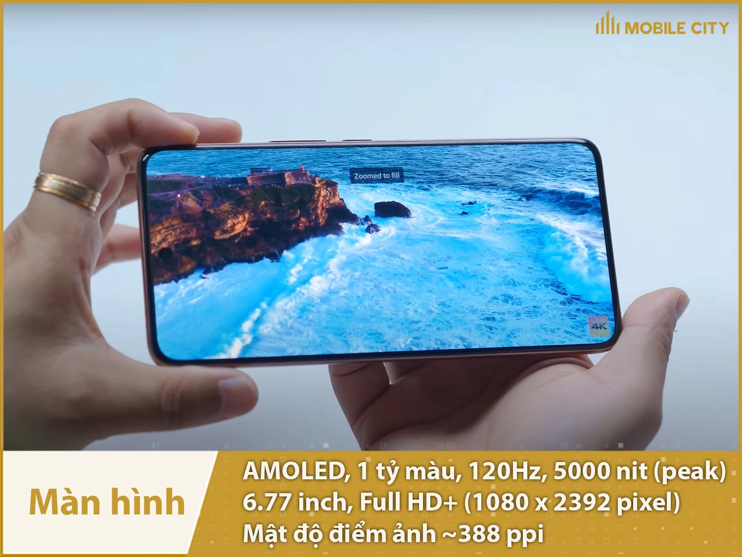 Màn hình AMOLED 1 tỷ màu, độ sáng 5000nit
