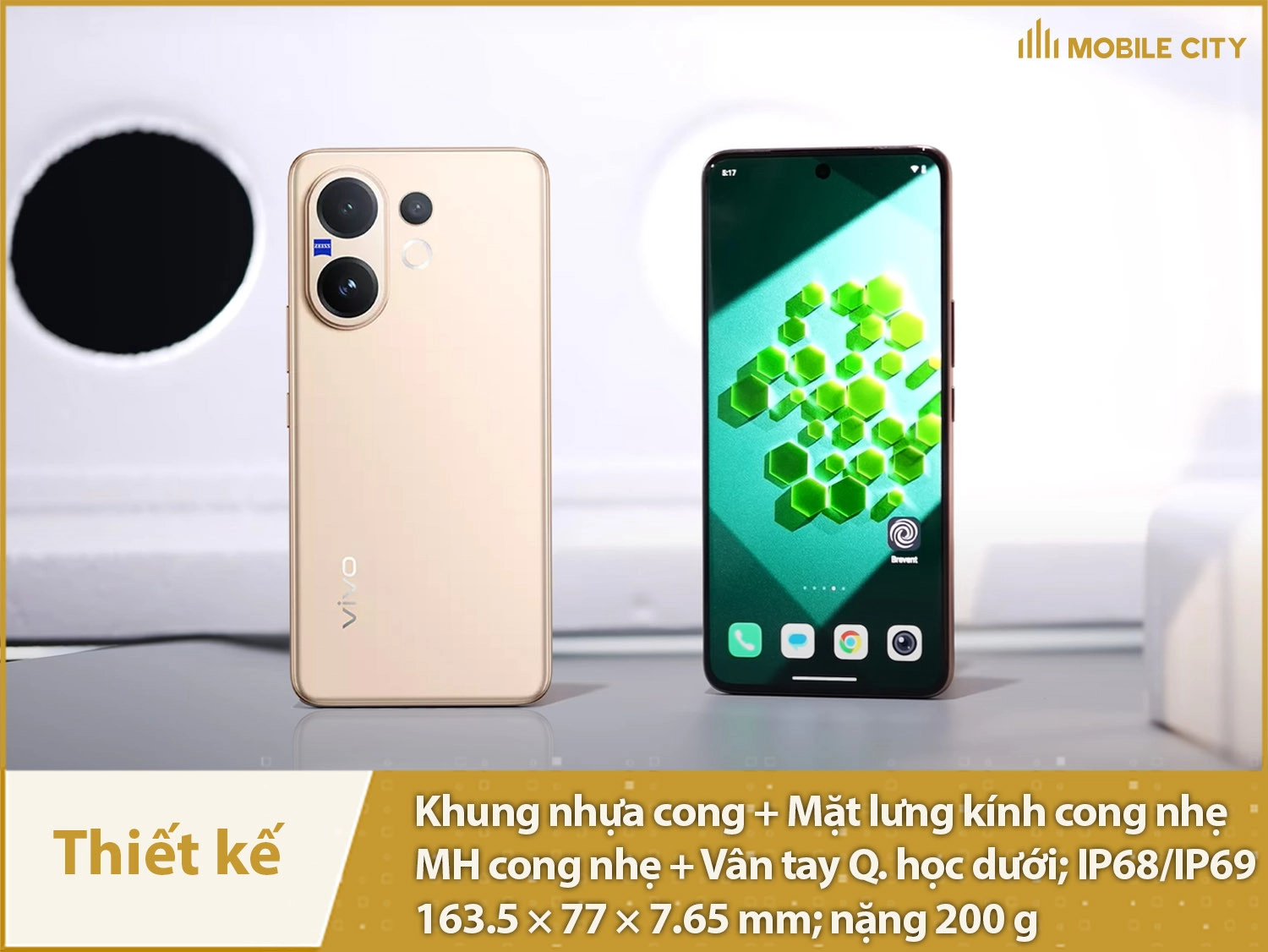 Thiết kế bo cong, sang trọng. cóp IP68/IP69
