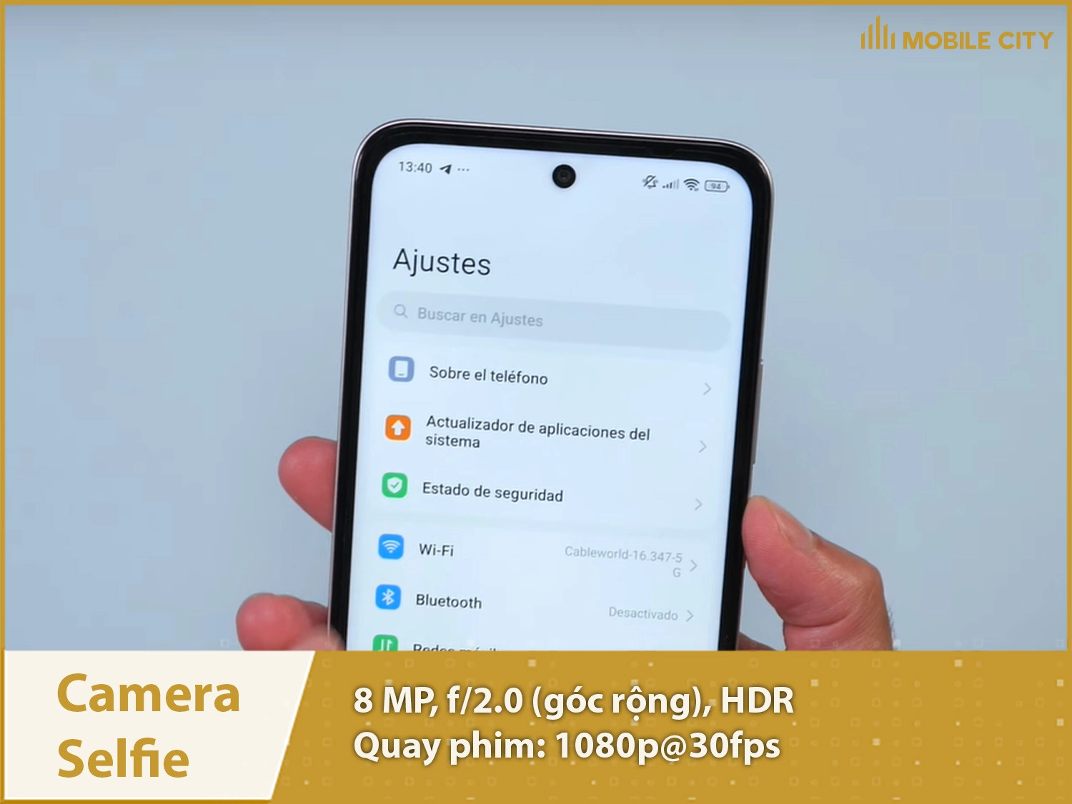 Camera selfie 8MP & Quay phim 1080p sắc nét
