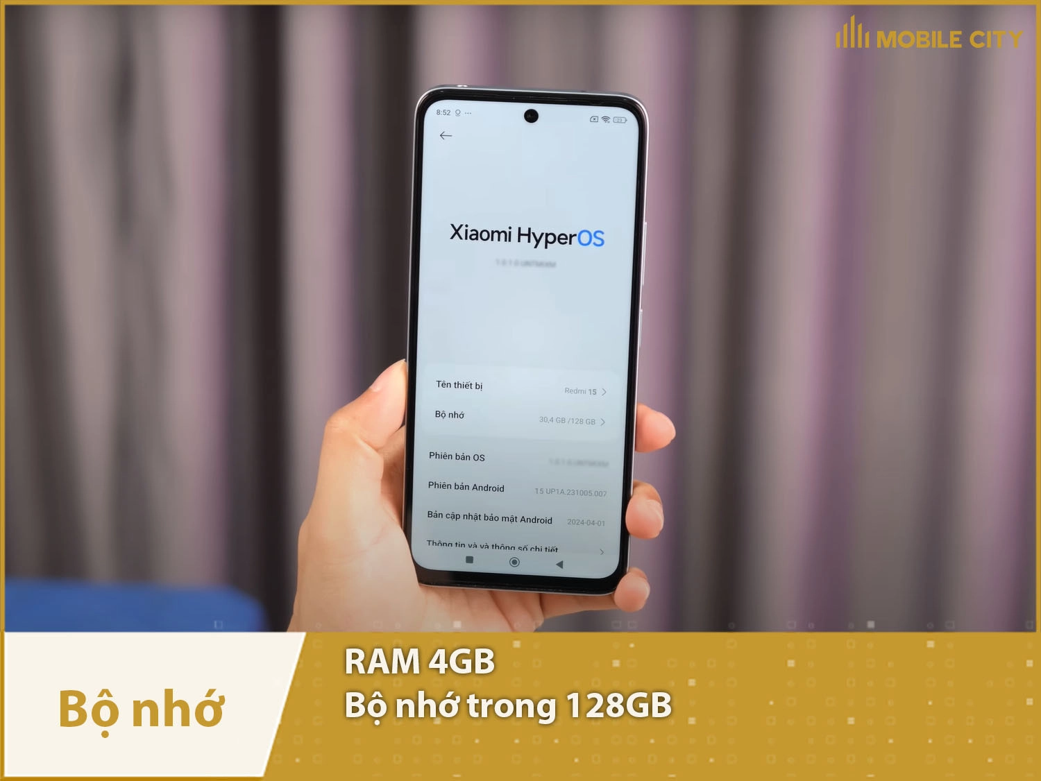 REDMI 15 5G có RAM 4GB & Bộ nhớ trong 128GB