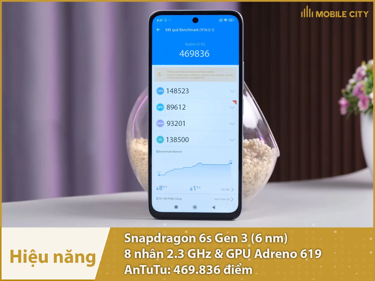 Hiệu năng khá mạnh, sử dụng mượt với 469.836 điểm AnTuTu