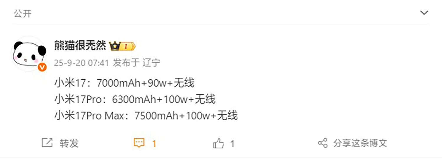 Xiaomi 17 Pro Max sẽ có pin 7.500 mAh