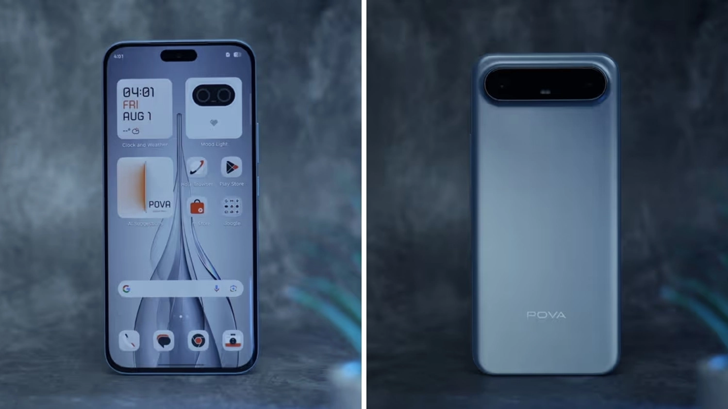 Mặt trước và mặt lưng Tecno POVA Slim 5G