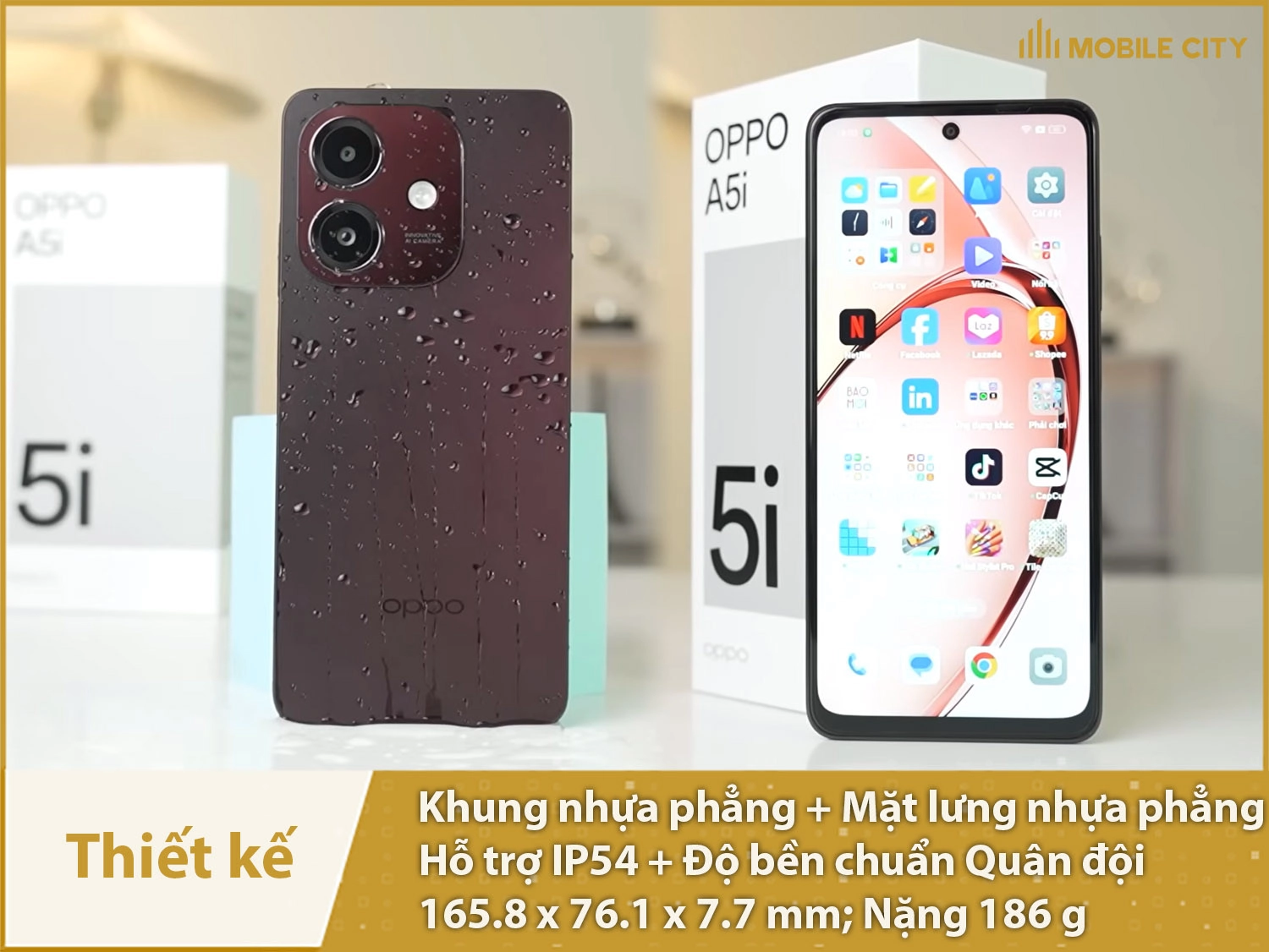 Thiết kế vuông vức, có IP69