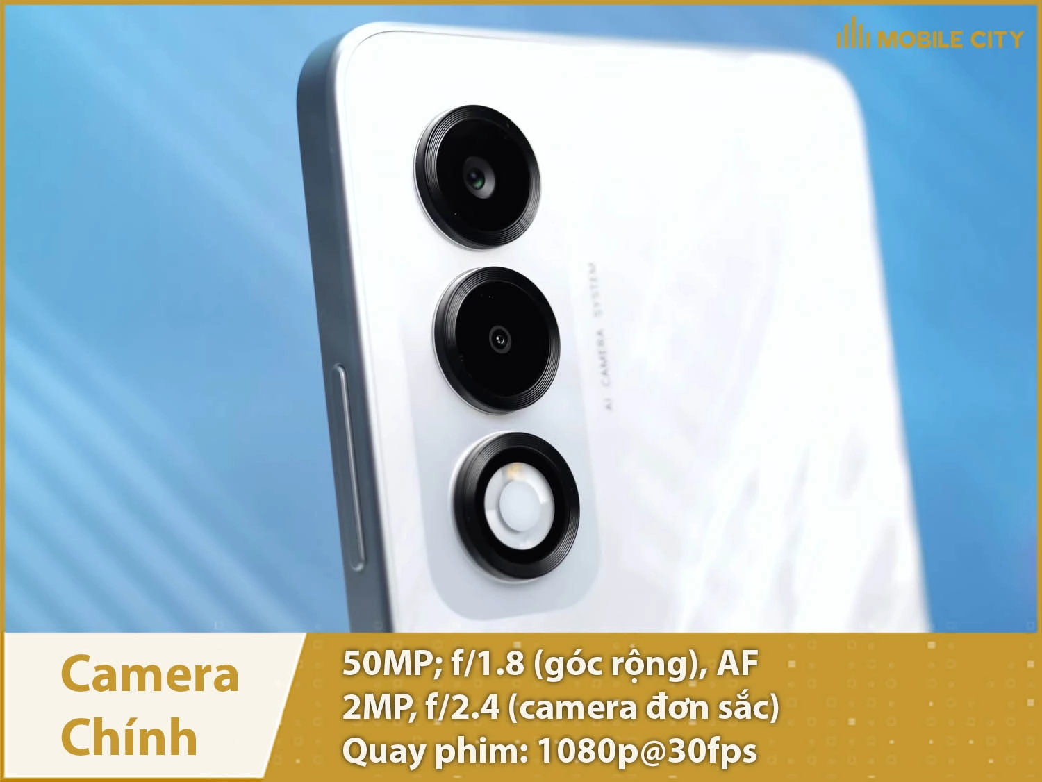 Camera 50MP + 2MP & Quay video Full HD