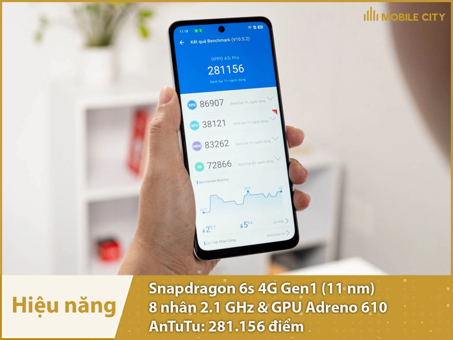 Hiệu năng mượt mà với 281.156 điểm AnTuTu