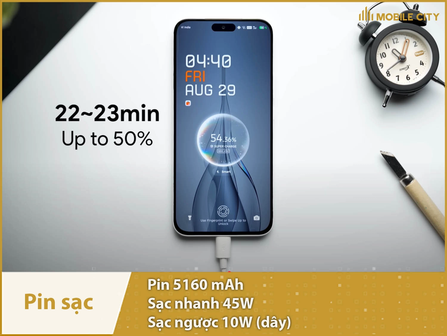 Pin lớn 5160mAh sử dụng lâu & Sạc nhanh 45W