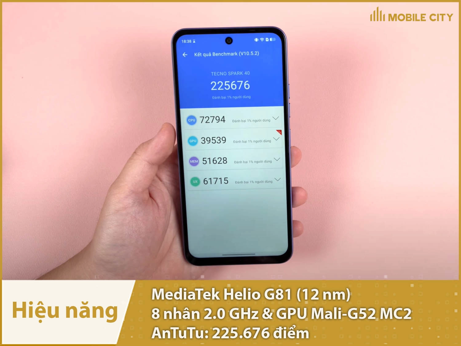 Hiệu năng mượt mà với 225.676 điểm AnTuTu