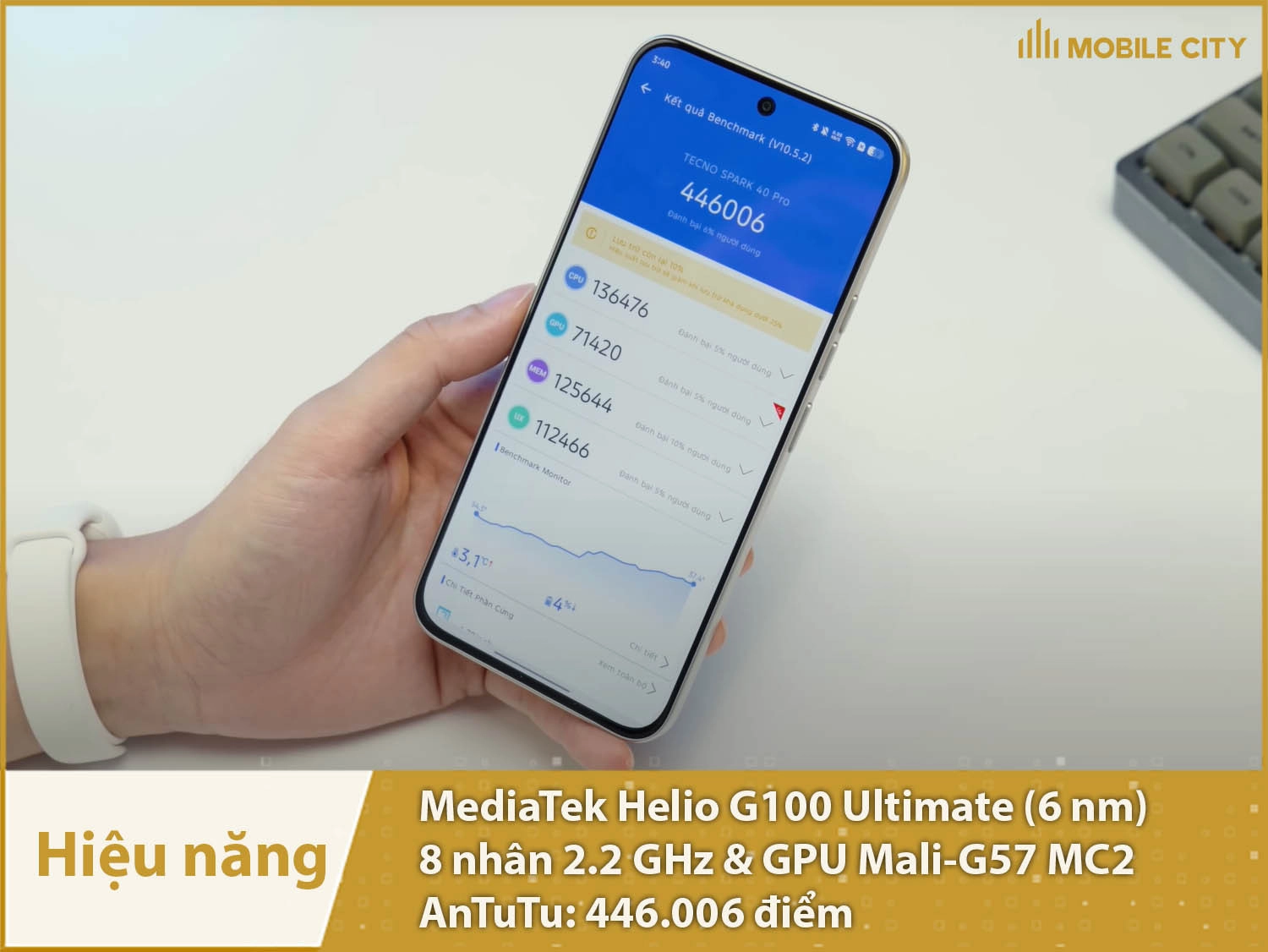 Hiệu năng khá mạnh với 446.006 điểm AnTuTu, phần mềm mượt mà