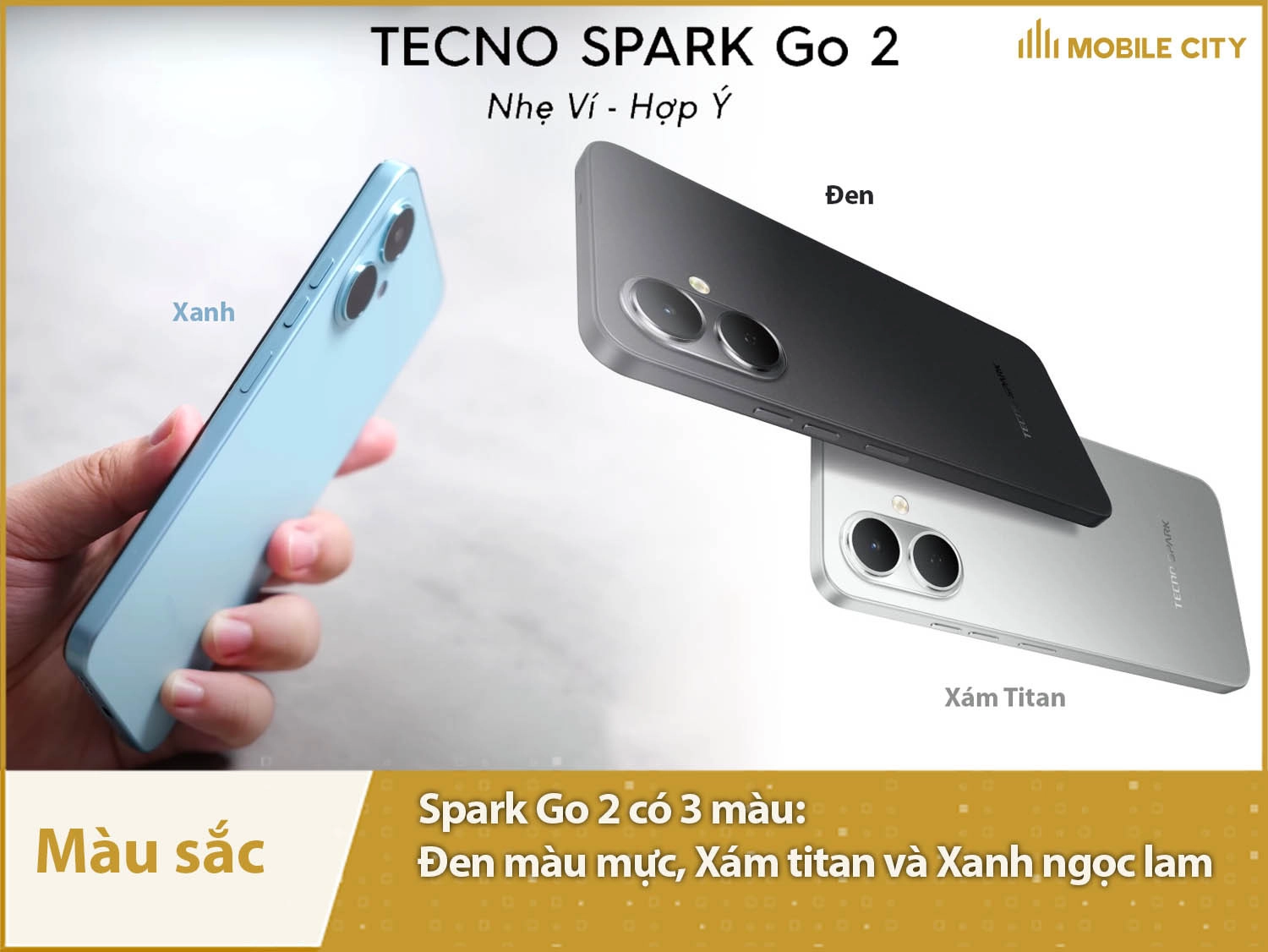Tecno Spark Go 2 cung cấp 3 màu sắc